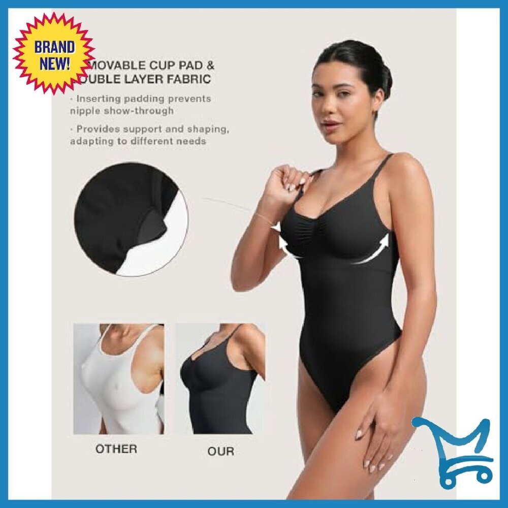 Seamless Tummy Control Bodysuit Shapewear with Removable Pads - Picture 4 of 8
